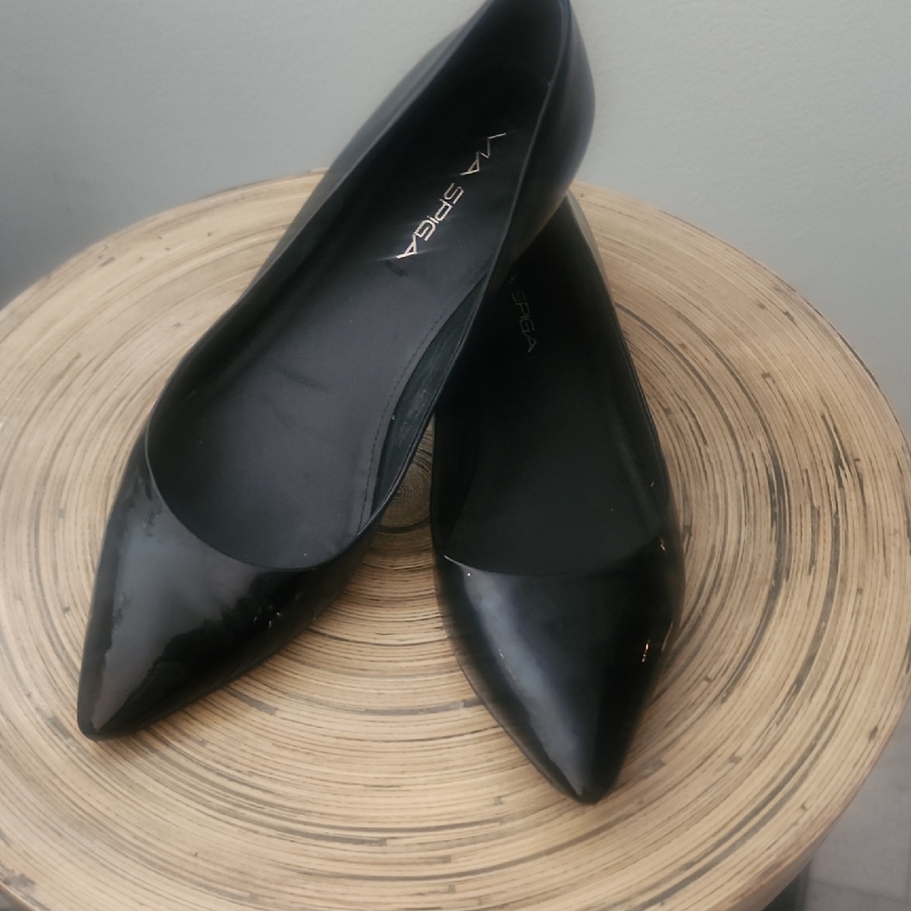 Via Spiga Sleek Black Patent Leather Flats Size 8